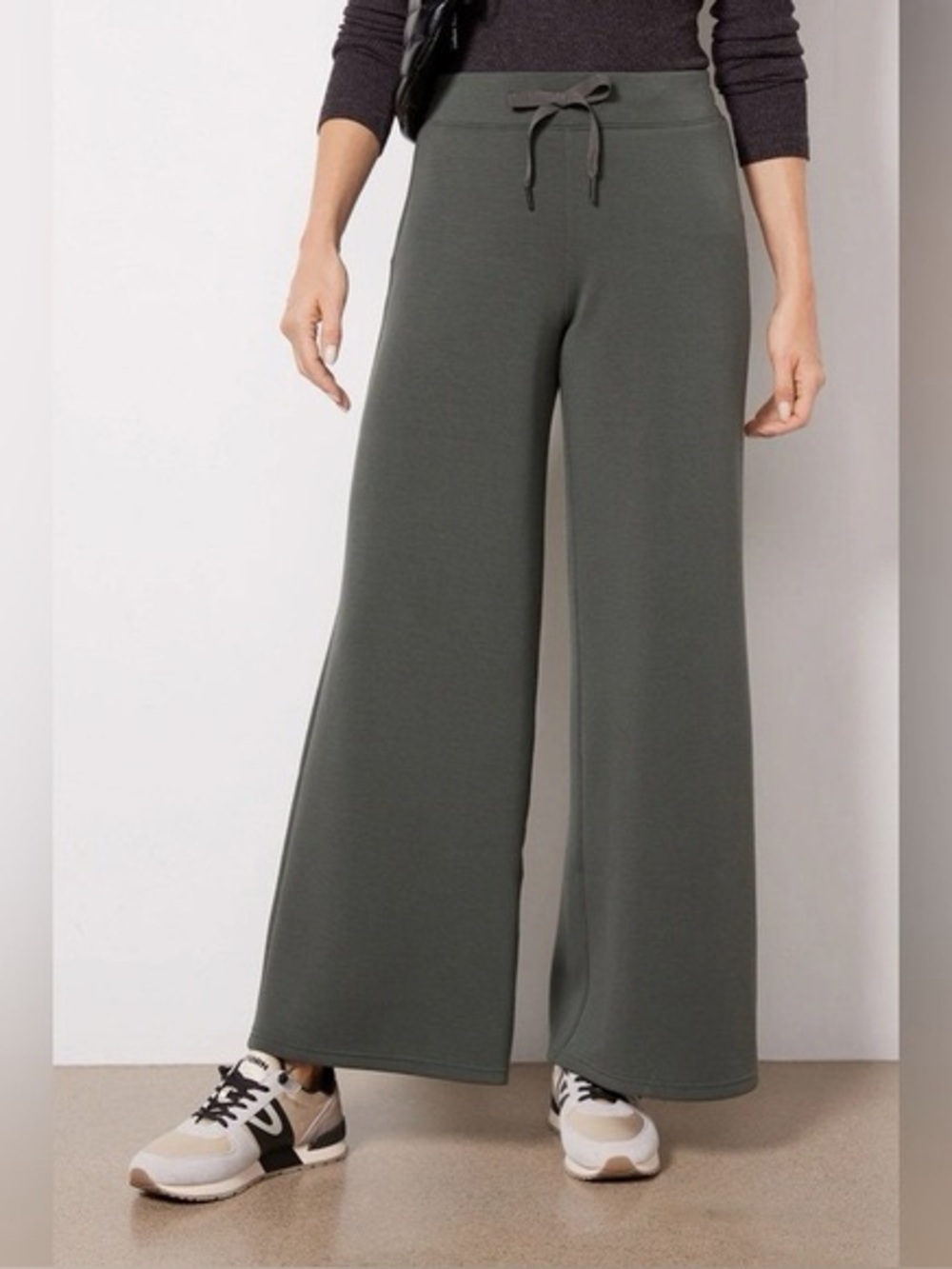 SPANX AirEssentials Wide Leg Olive Green Ultra Soft Lounge Travel Pants 1x